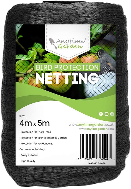 Anytime Garden 4M x 5M Heavy Duty Black Bird Netting for Tree and Plant