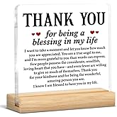 Thank You Gifts for Women Men Friends Mom, Religious Gift Friendship Present Thanksgiving Day Gifts for Family Member, Thank You for Being A Blessing in My Life Acrylic Plaque Desk Sign Home Decor