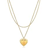 SHANTYSON Heart Locket Necklace for Women 14K Gold Plated Holds Pictures Layered Necklaces Heart Pedant Photo Lockets Birthday Gifts