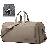 Outplea 47L Large Convertible Travel Garment Duffel Bag for Men Women, 2 in 1 Hanging Suit Bag with Shoulder Strap, Brown