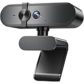 1080P Webcam with Microphone, Privacy Cover for PC, Laptop and Desktop | Auto Light Correction