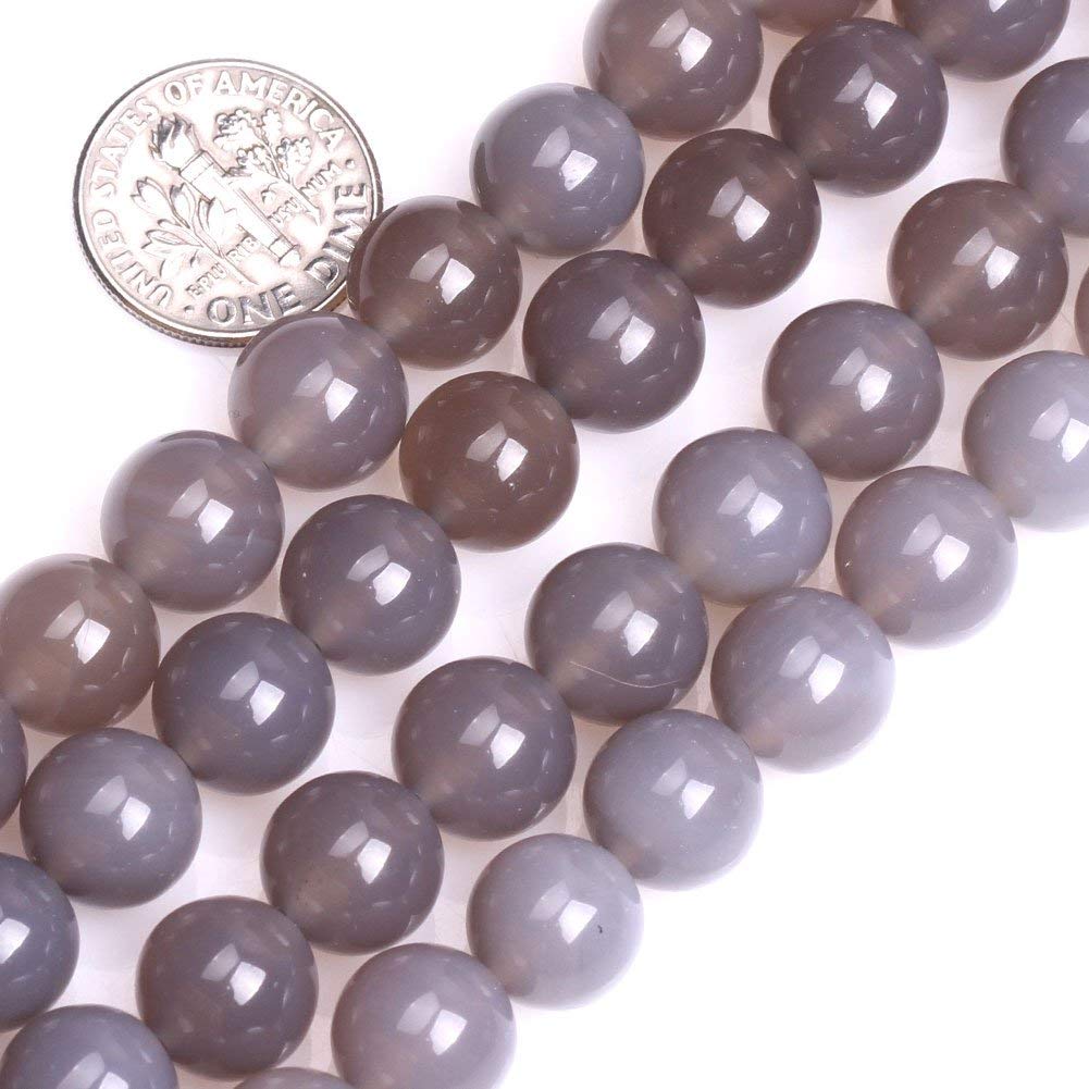 8mm Natural Gray Agate Beads Round Gemstone Loose Beads for Jewellery Making (47-50pcs/strand)
