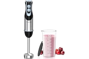FRESKO Immersion Handheld Blender 500W with 700ml Beaker, 12-Speed & Turbo Mode Hand Blender Stick, 304 Stainless Steel Blades for Soup, Smoothie, Puree, Baby Food