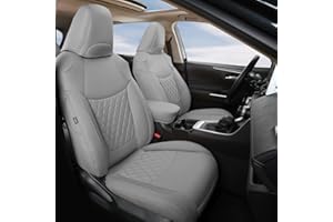 GIANT PANDA Pu Leather Car Seat Covers Full Set Custom Fit for 2019 2020 2021 2022 2023 2024 2025 Toyota RAV4 LE, XLE, XLE Premium, Limited -(Non-Hybrid & Adventure,TRD-Off Grey)
