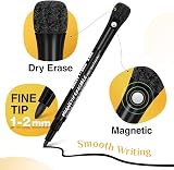 ANYUKE Magnetic Whiteboard Pens 12 Black Fine Tip Erasable Dry Wipe Markers view 2