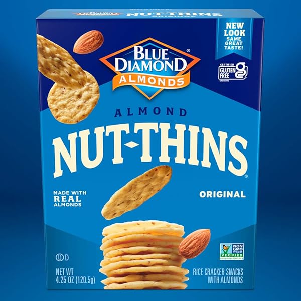 BLUE DIAMOND ALMONDS, GLUTEN FREE CRACKER CRISPS, ORIGINAL ALMOND FLAVORED PERFECT FOR SNACKING AND HEALTHY OPTIONS, 4.25 OZ