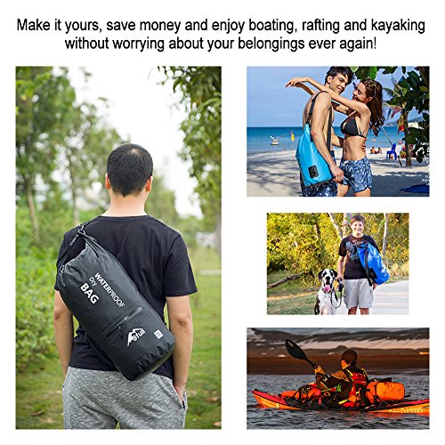 BFULL Waterproof Dry Bag 10L/20L [Lightweight Compact] Roll Top Water Proof Backpack with 2 Exterior Zip Pocket for Kayaking, Boating, Duffle, Camping, Floating, Rafting, Fishing - Thumbnail 7