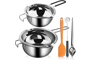 Artcome 5pcs Double Boiler Melting Pot Set - 600ML/0.6QT and 1000ML/1QT Chocolate Stainless Steel Melting Pot, Decorating Spo
