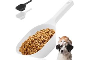 Aosnare 2 PACK Dog Food Scoop,1 Cup Capacity Pet Food Scoop With Measuring Lines For Dog, Puppy and Cat (Black and White)