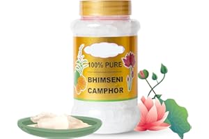 Generic Bhimseni (Original) Solid Camphor 100 gm Jar MG - Pack of 1 | 100% Pure | for Puja, Aromatherapy & Air Freshener | Sw