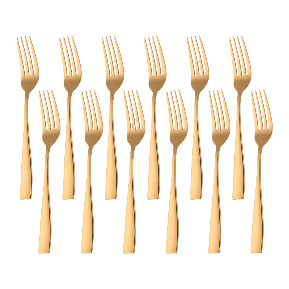 SUNSENGEUR Stainless Steel Kitchen Dinner Forks 12-Piece Dinner Fork Set 8.1-inch Stainless Steel Table Forks Classic Flatware Silverware Sets Cutlery Utensils Dinnerware -Gold — image 1