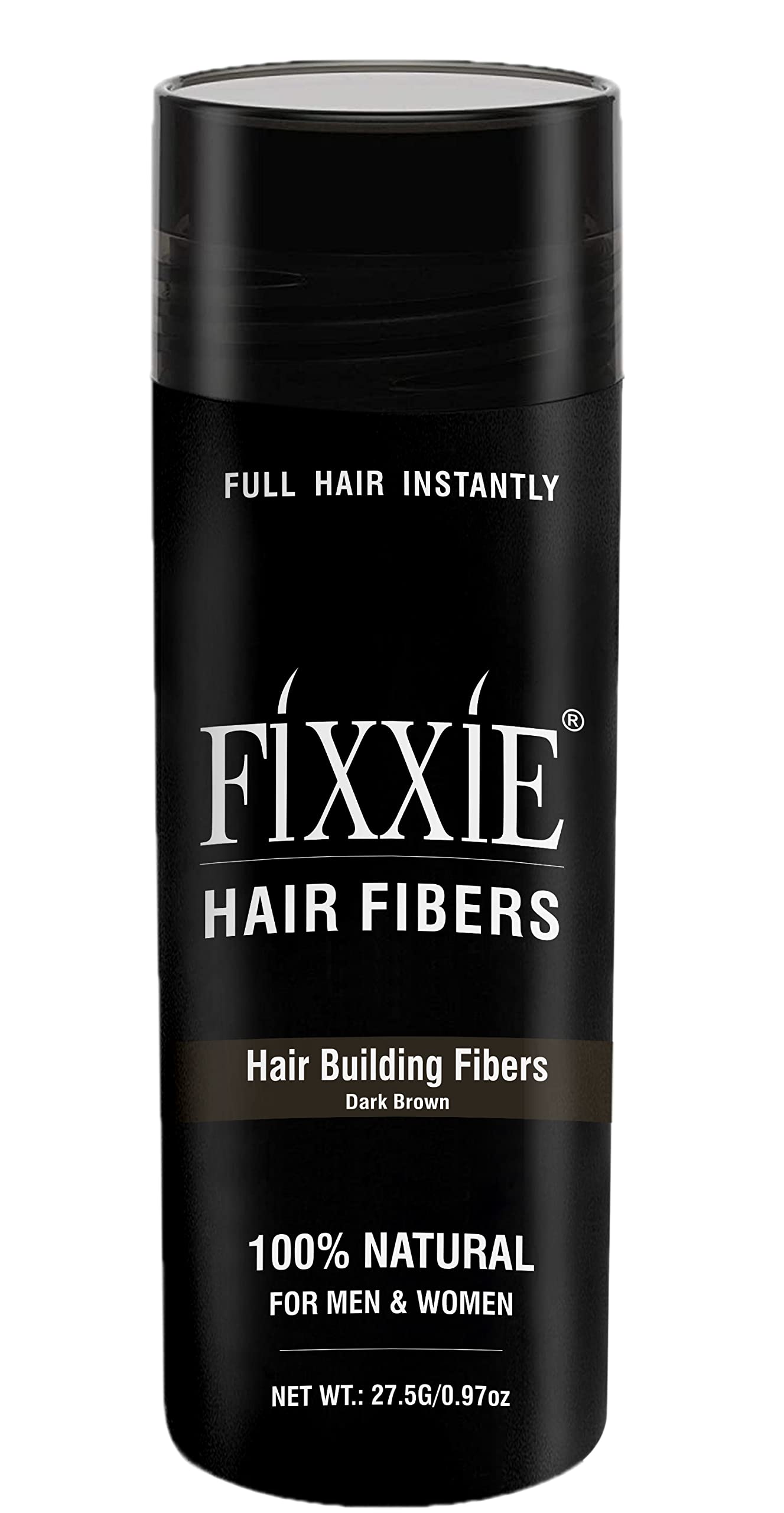 FIXXIE Hair Fibres DARK BROWN for Thinning Hair 27.5g Bottle, Hair Fibre Concealer for Hair Loss for Men and Women, Naturally Thicker Looking Hair with Keratin Hair Fibers.