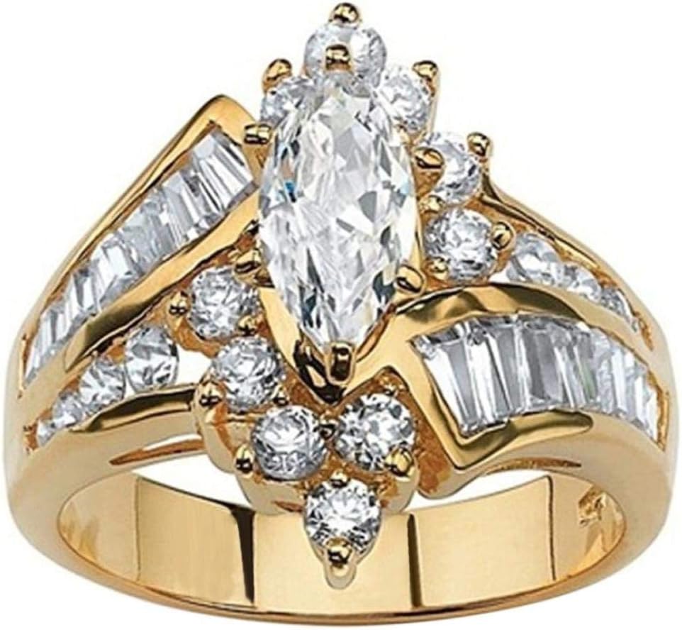 Ladies Crystals Wedding Band Engagement Rings for Women Jewelry Gift
