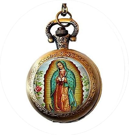 Our Lady Of Guadalupe Porte Cles Vierge Marie Porte Cles Religieuse Art Catholique Montre De Poche Collier Charm Citation Bible Pendentif Religieux Amazon Fr Cuisine Maison