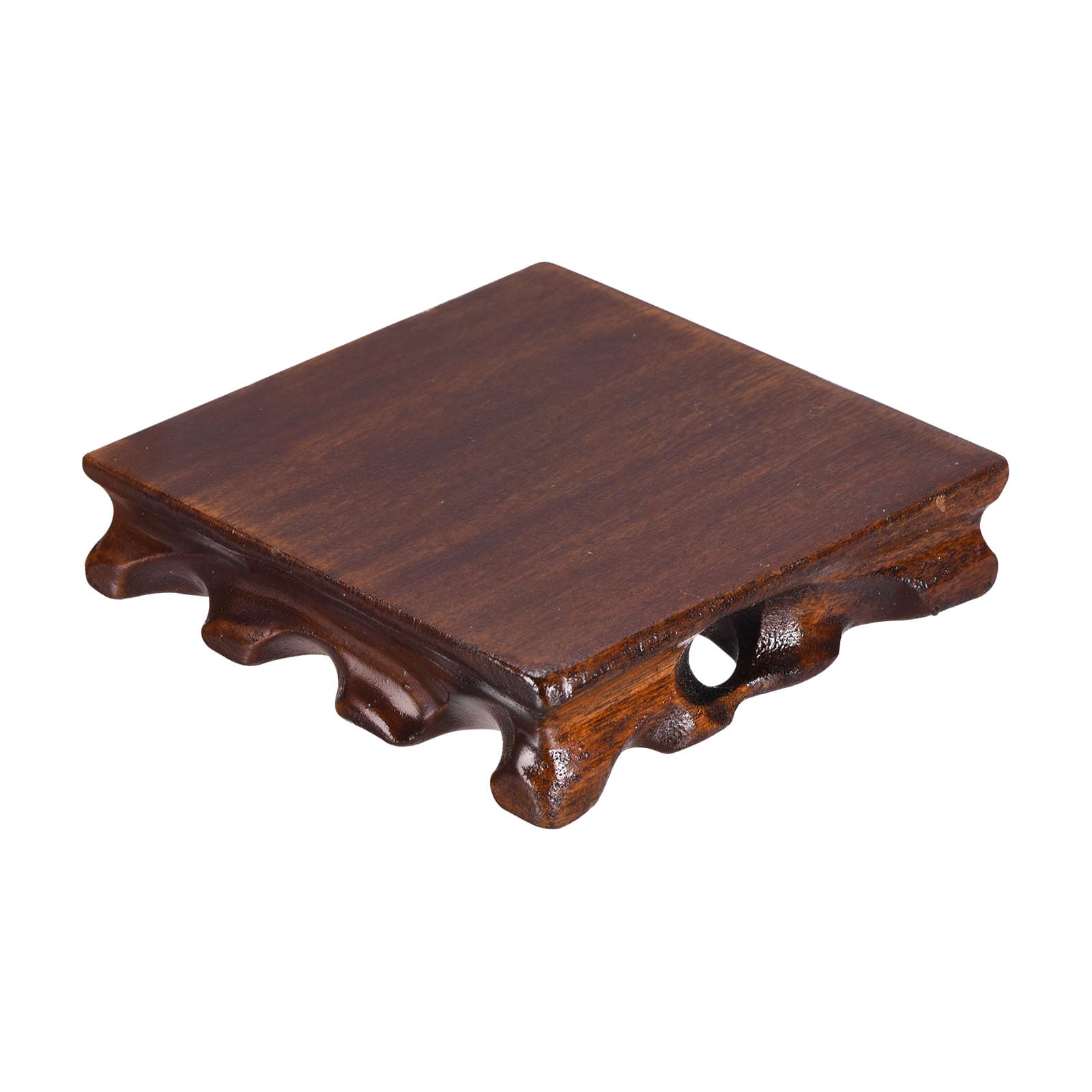 PATIKIL Wooden Display Stand, 4 x 4 Inch Square Teapot Vase Bonsai Base Wood Stand Holder for Home Office Decoration