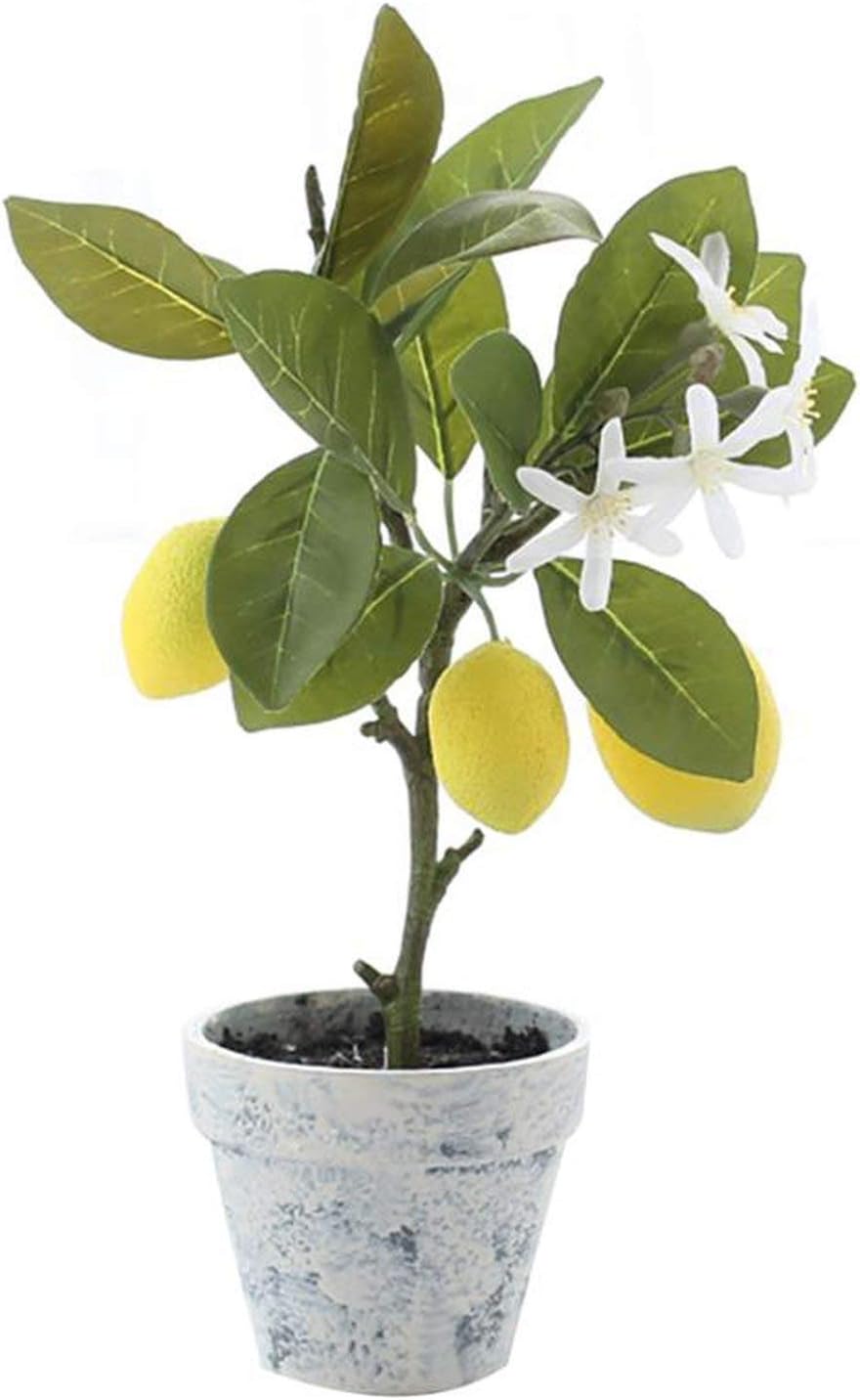 Artificial Plants Bonsai Small Tree Pot Plants Lovely Lemon Potted Ornaments for Home Decoration Hotel Garden Decor,L,Multi