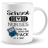 PUHEI School Nurses Saving The World One Ice Pack At A Time 11 Ounces Ceramic Mug Cup, Funny Nursing Coffee Tea Mug Cup, Gifts for School Nurse Medical Student Nursing Student,Nurse Graduation Gift