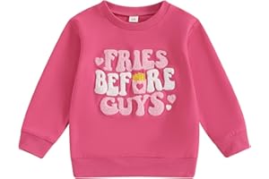 Socutebabe Valentines Toddler Girl Boy Baby Outfit Valentines Day Shirt Fries Before Guys Short Sleeve T-shirts Vintage Tops