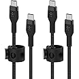 Belkin BoostCharge Pro Flex Braided USB-C to USB-C Charger Cable (6.6ft/2M), USB-IF Certified Fast Charging Cable for iPhone 16 Series, MacBook, Galaxy S25, Nintendo Switch 2 & More - Black (2-Pack)