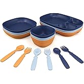 MightyMoe Toddler Dinnerware Set, 15pc Plates Bowls & Trays - Made in USA, Microwave and Dishwasher Safe, BPA Free, Shatter Resistant, Sunset Color, Toddler Tableware