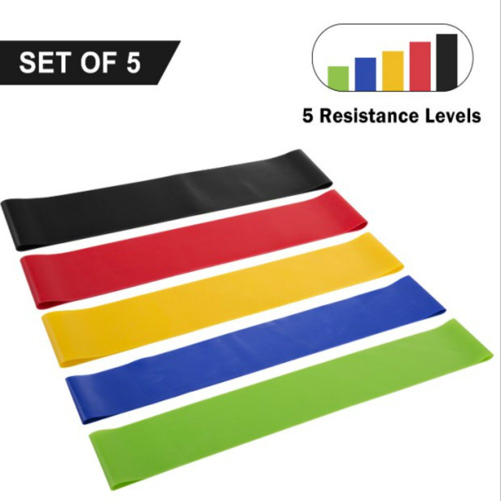 Enshey Resistance Bands Exercise Loops-Set of 5, Workout Bands - Fitness Training Strength, best for Pilates, Physical Therapy, Yoga -Includes Instruction Manual& Carry Bag