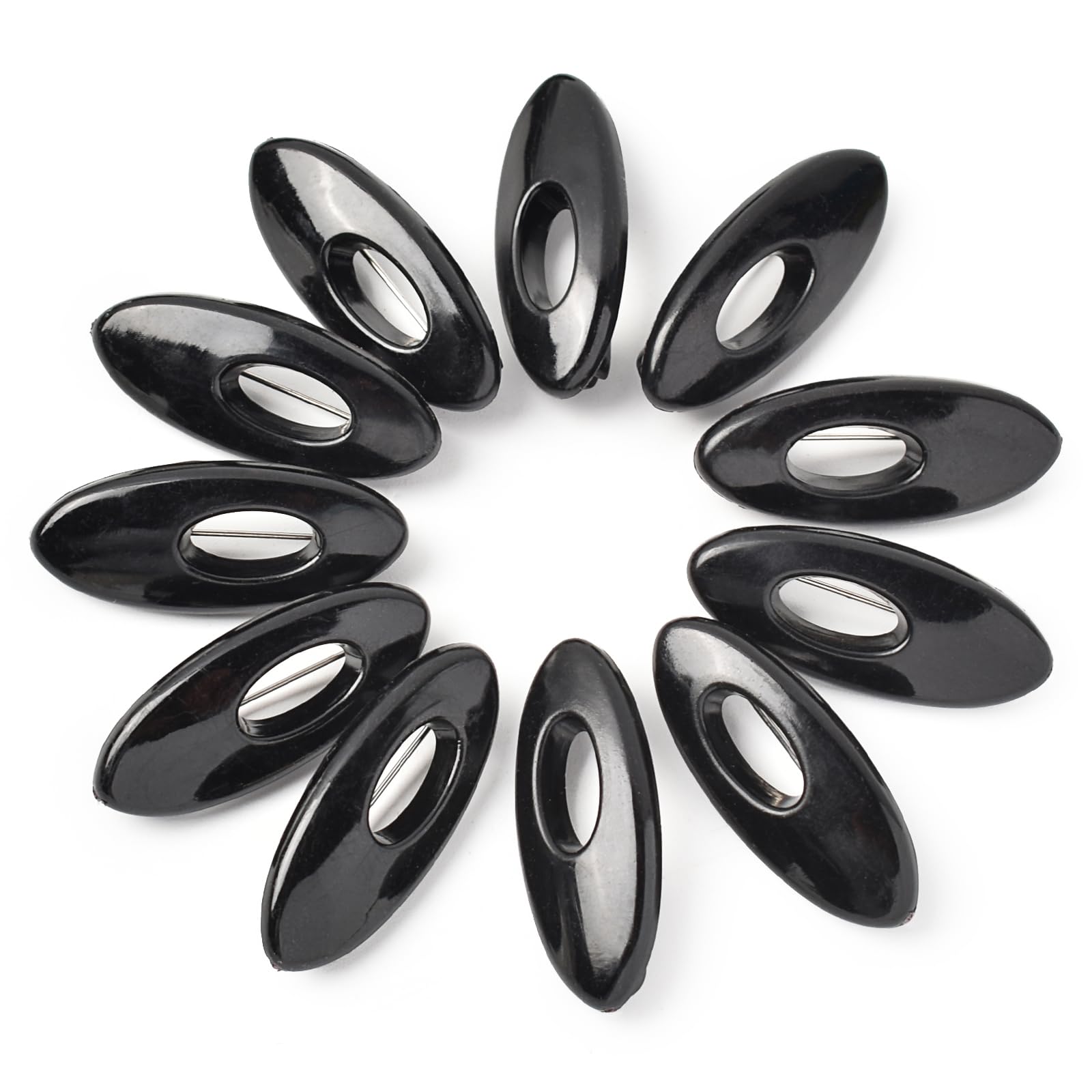 HUIANER 50PCS Scarf Safety Pins Plastic Cover Pins Oval Safety Pin For Safety Locking Clothes Brooch Pins Scarf Clips(Black)