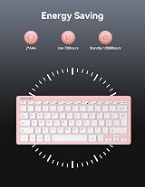 TECKNET 2.4G Wireless Keyboard UK Layout Pink Compact Mini 12 Month Battery view 2