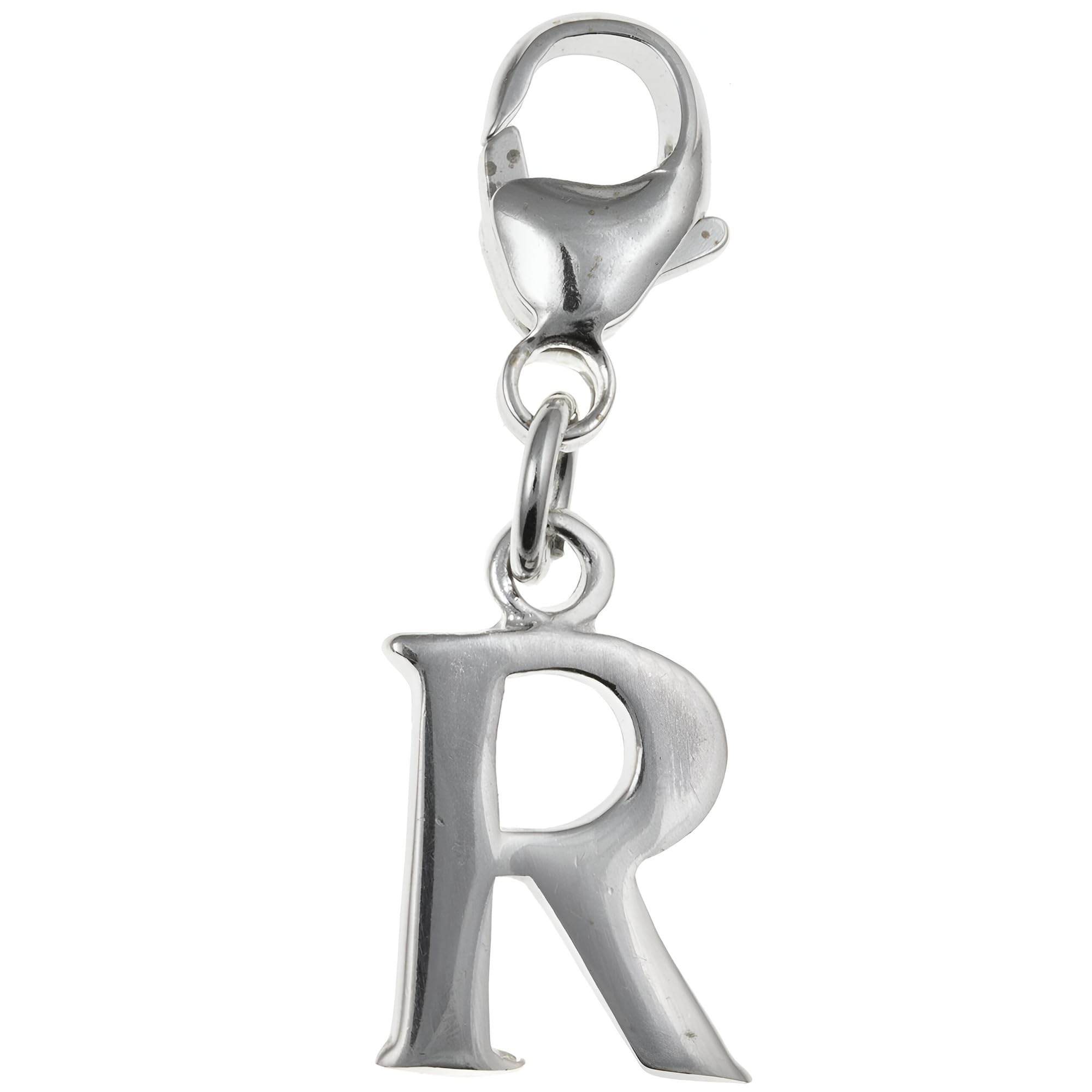 Capital Letter R Alphabet Initial 925 Sterling Silver Clip On Charm Pendant with Lobster Clasp for Women - Plain Polished Letter Charms Compatible with Thomas Sabo Charms Bracelet Necklace — image 1