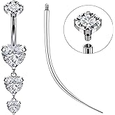 Ruifan ASTM F136 Titanium Belly Button Rings Heart Cubic Zircon Opal Hypoallergenic Internally Threaded 14G Navel Body Piercing Jewelry 10mm 12mm 14mm For Women