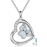 YFN Paw Print Necklace Sterling Silver Dog Cat Charms Pendant Cremation Jewelry Cat Dog Memorial Gifts for Women Girls