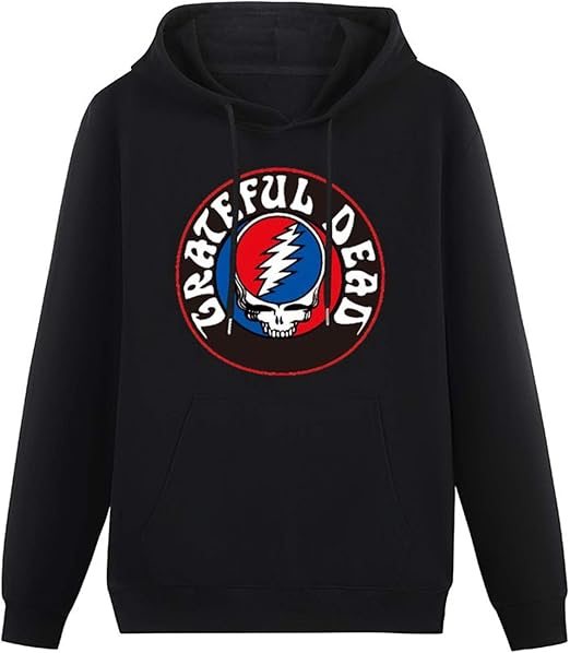 A Pullover for Men's Hoodies Classic Hoody Grateful Dead Distressed Skull and Roses Pattern Long 