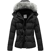 GGleaf Women's Hooded Warm Winter Coat (Standard & Plus Size) Quilted Thicken Puffer Jacket with Removable Fur Hood