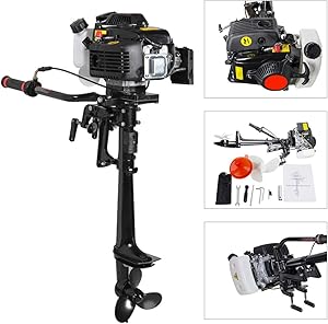 Zinnor Boat Engine, Outboard Boat Motor 4 Stroke 3.6 HP Heavy Duty Superior Outboard Motor Boat Engine with Water Cooling System – Shipping from USA