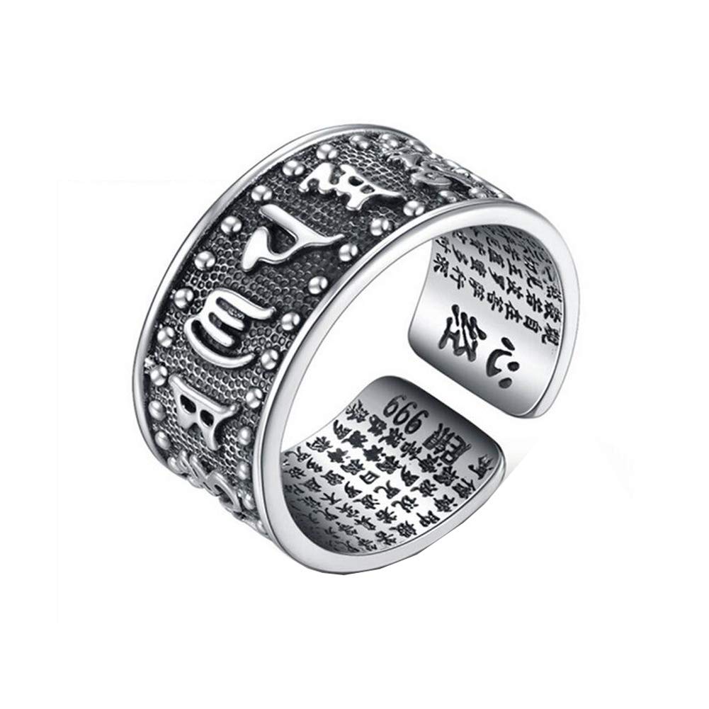 NANHONG 925 Sterling Silver Ring with Gift Box-3D Engraving Scripture Ring