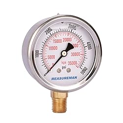 MEASUREMAN 2-1/2inch Dial Size, Liquid Filled