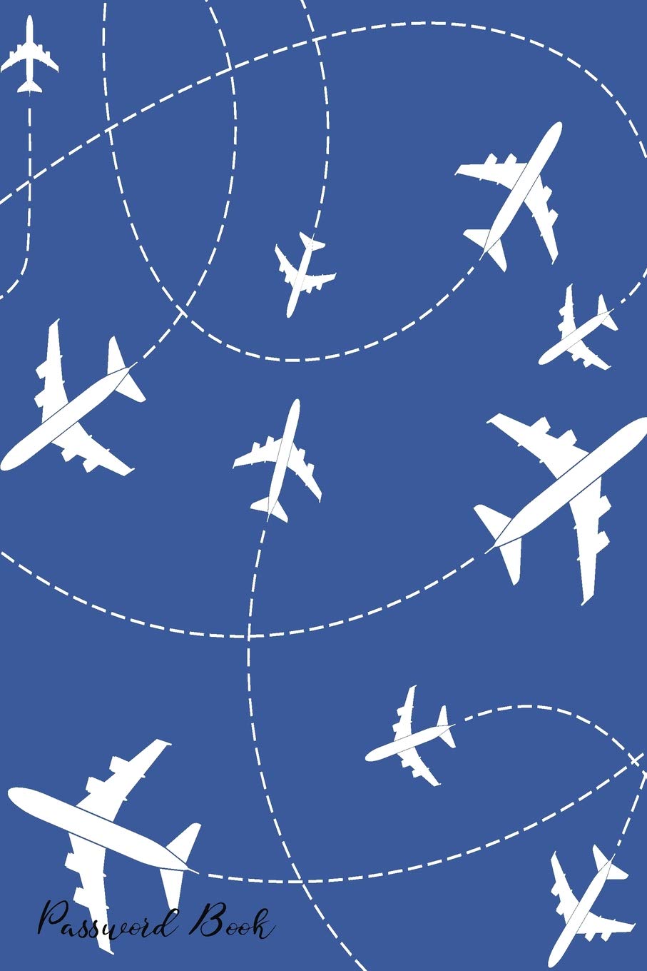 Password Book: Include Alphabetical Index With Plane Dashed Path Lines Background