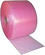 Small 3/16-inch Pink Anti-static Bubble Cushioning Wrap Roll, 175-foot By 12-inches Wide, 12-inch Perforated