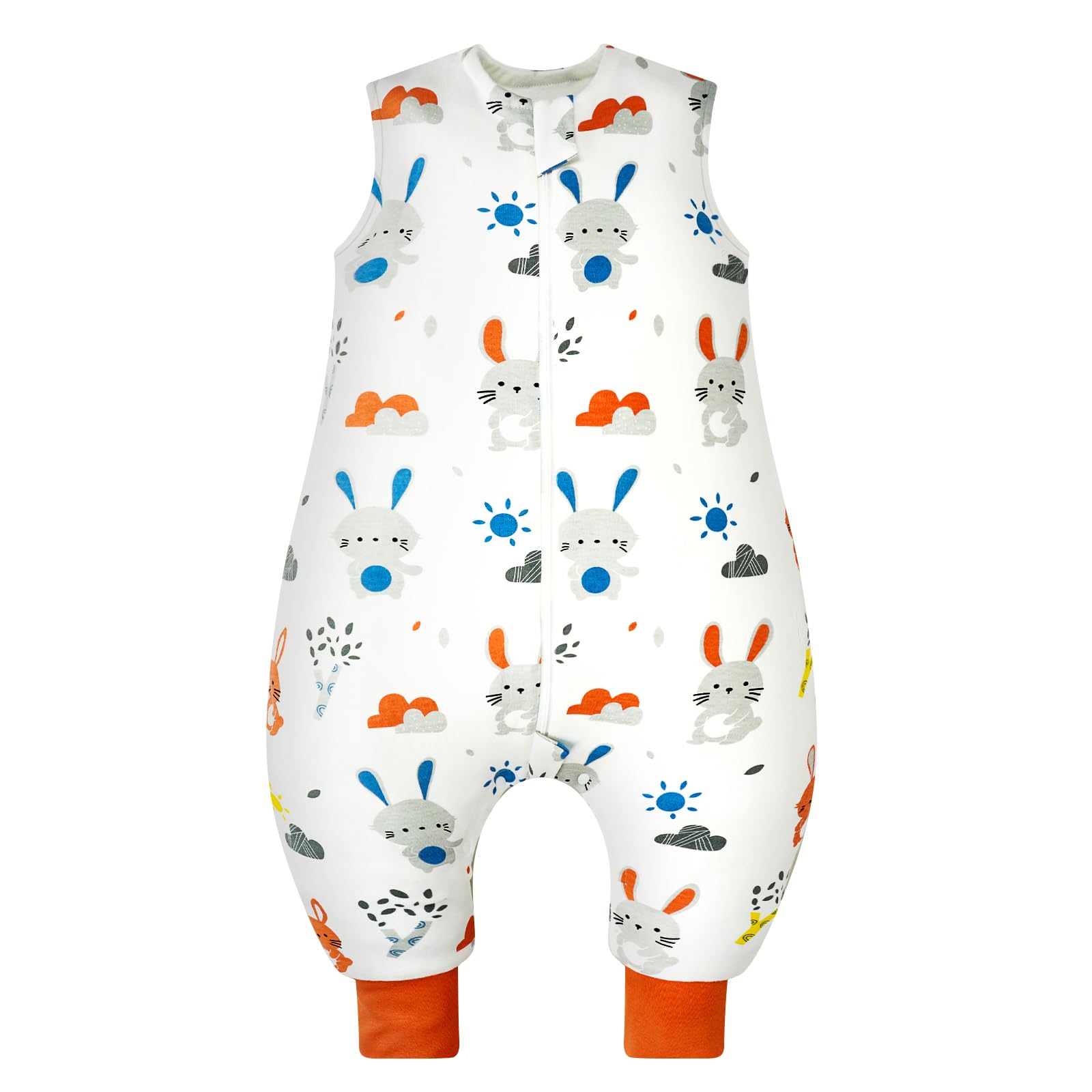 WYTbaby Baby Sleeping Bag 1.0 Tog With Legs, 100% Cotton Sleeveless Baby Sleep Sack Toddler Wearable Blanket For Boys and Girls, 80cm/2-3 Years