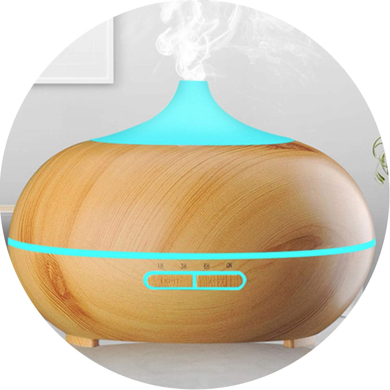 Visible Wind Cool Mist Humidifier 300ml Wood Grain USB Ultrasonic Aroma Essential Oil Diffuser for Office Bedroom Living Room,Yellow