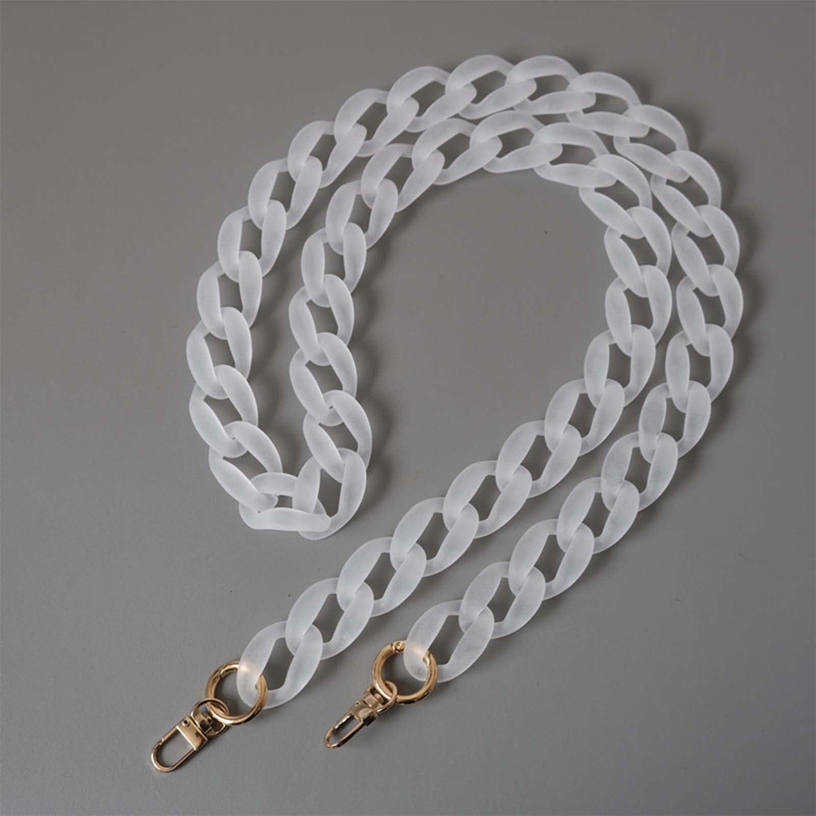 KMERCE Handbag Chain Strap White Acrylic, bag chain Strap for Handbag, Replacement Purse Strap for Bag, Acrylic mobile phone chain, wallet chain, Width 2.5cm, Length 120cm