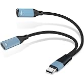 USB C to Dual USB Type C Female Splitter Cable Earphone Adapter Type C OTG Splitter with Data Transfer Compatible with iPad Pro, iPad Air 7/6/5, MacBook, iPhone 17/16/15, Galaxy S25/S24/S23, Pixel 9