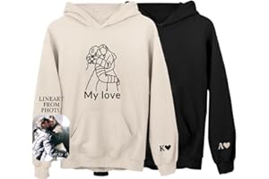 Maylian Custom Portrait from Photo Embroidery Sweatshirt, Outline Embroidered Hoodie, Couples Sweatshirt, Animal Avatars