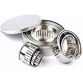 Stainless Steel Fluted Edge Round Cookie Biscuit Cutter Set 12 Pieces Graduated Ring Sizes