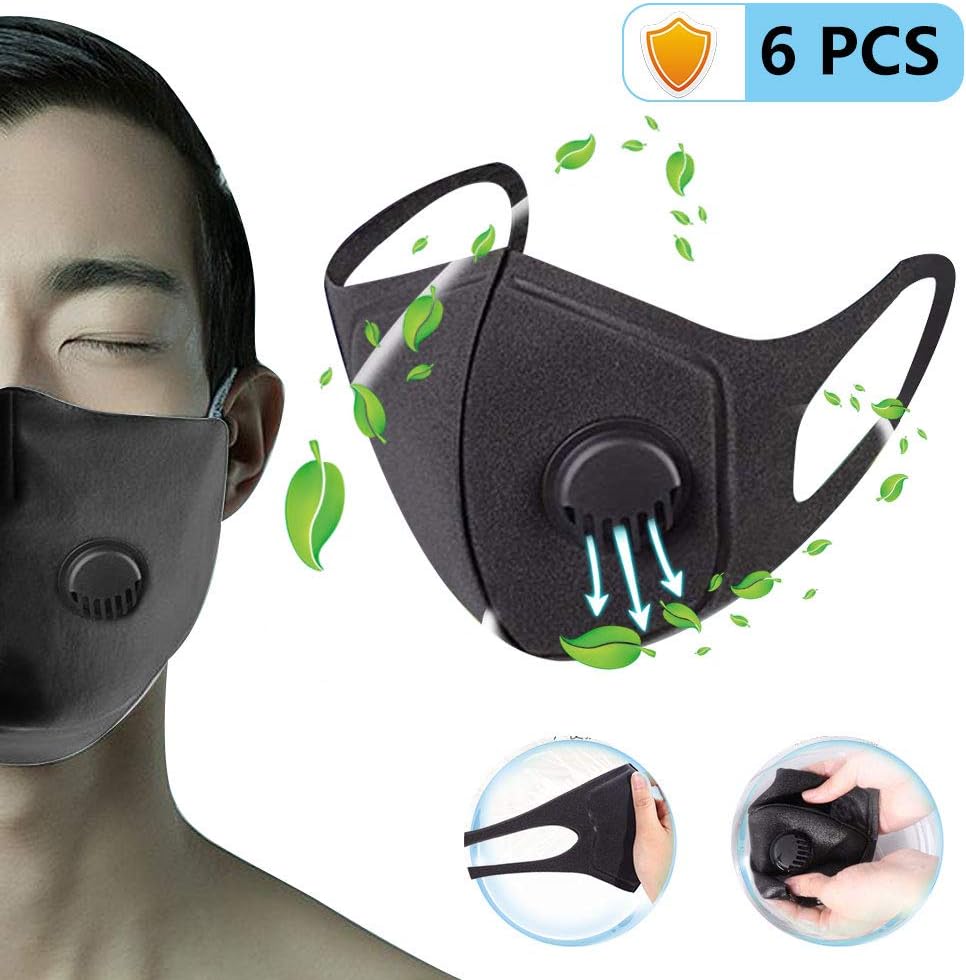 Face Mask Dust Face Anti Pollution Anti PM2.5 Breathing Mask Cotton Haze Valve Anti-dust Mouth Filter Respirator Mouth-Muffle Mask Anti Pollution, Windproof, Haze Dustproof Cotton 6 PCS