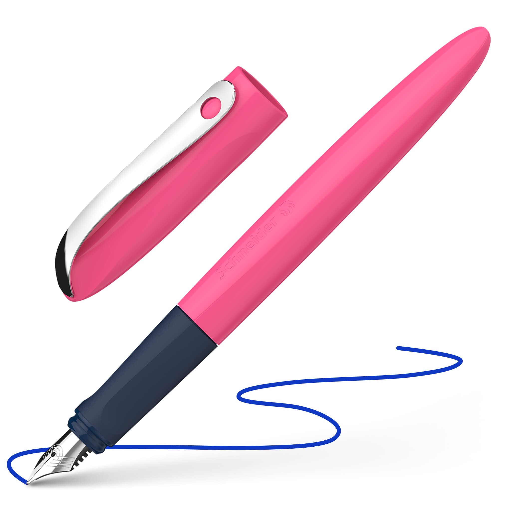 Schneider 162119 Wavy Fountain Pen for Right- and Left-Handed Users with Beginner Nib Pink