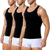 Arjen Kroos 3 Pack Men's Gynecomastia Compression Tank Top Slimming Tummy Control Athletic Workout Undershirt