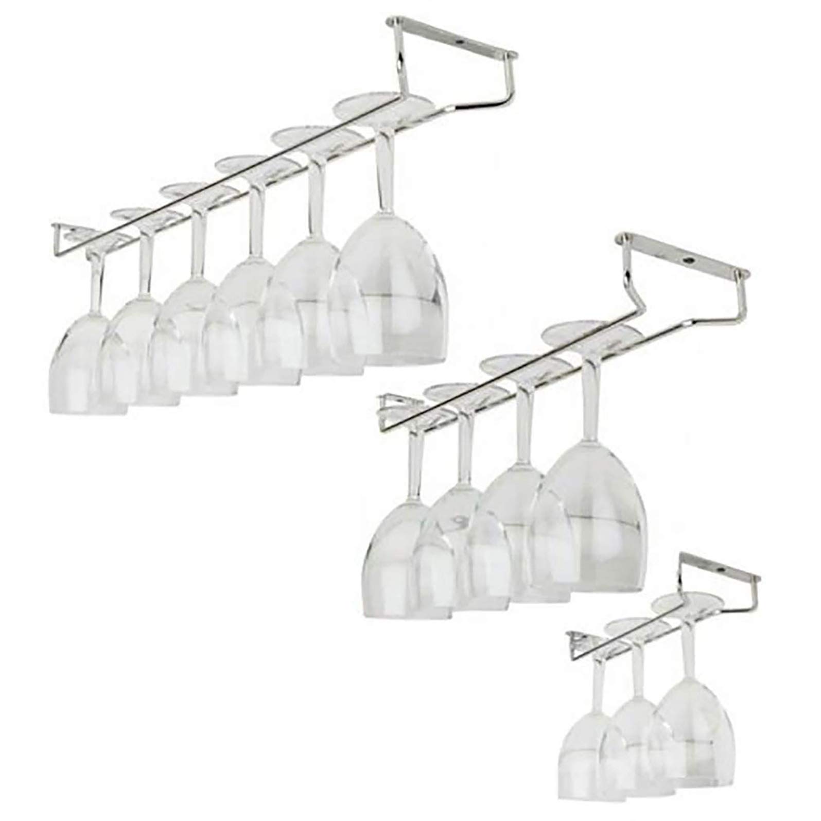 Greatstar Wine Glass Rack, Under Cabinet Wine Rack Glass Holder Stainless Steel Chrome Finish - Hanging Stemware Holder for Bar Kitchen (13inch)