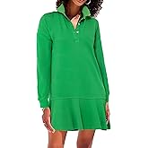 YEXPINE Women's Polo Dress Long Sleeve Collared V-Neck Ruffle Hem Mini Dresses for 2026 Spring