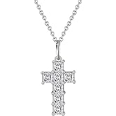 Cross Necklace for Women by Ginger Lyne, 14K White Gold Sterling Silver Necklace for Women, Religion Pendant Jewelry, Silver Cross for Her, Cubic Zirconia Religious Pendant
