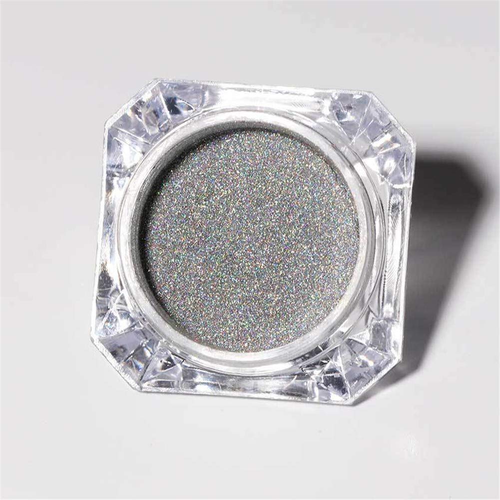 REMEE 1 Box Holographic Laser Nail Art Powder Glitter Rainbow Holo Effect Powder Mirror Pigment Nail Dust Decoration (sliver)
